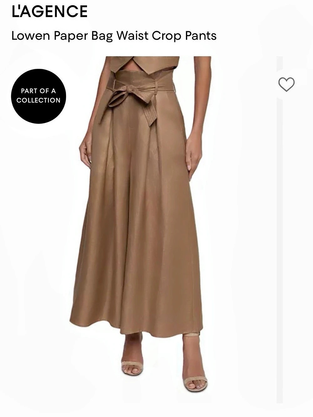 L'AGENCE Lowen Paper Bag Waist Crop Pants Wide Leg Brown Size 10 NWT